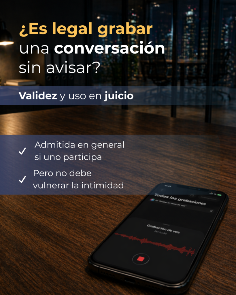 grabar conversación sin avisar prueba juicio